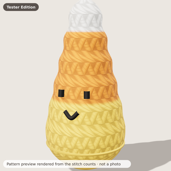 Candy Corn Cutie (Halloween Amigurumi): Pattern preview rendered from the stitch counts · not a photo