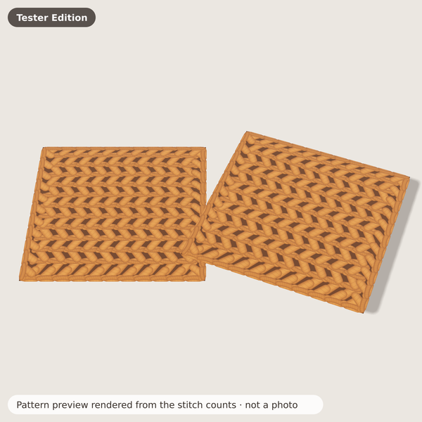 Chunky Square Coasters: Pattern preview rendered from the stitch counts · not a photo