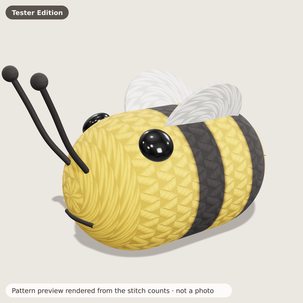 Bumble the Honey Bee: Pattern preview rendered from the stitch counts · not a photo