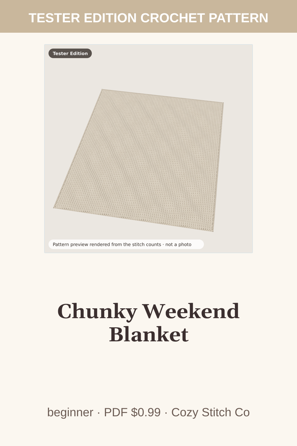 Pinterest pin for the Chunky Weekend Blanket crochet pattern