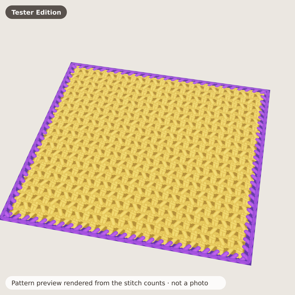 Scrubby Ridge Dishcloth: Pattern preview rendered from the stitch counts · not a photo