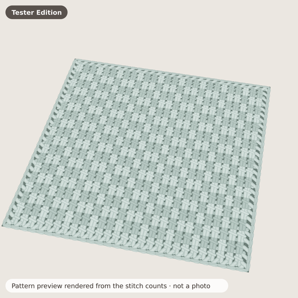 Waffle Texture Dishcloth: Pattern preview rendered from the stitch counts · not a photo